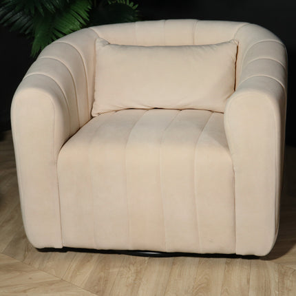 Fauteuil Billie velvet wit draaibare fauteuil