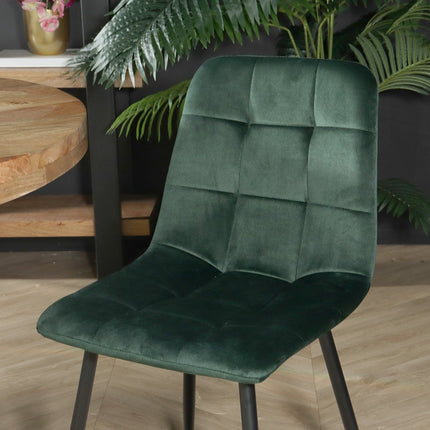 SET DEAL 6 stuks: Eetkamerstoel donkergroen velvet Catoo