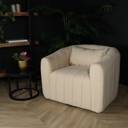 Fauteuil Billie teddy beige draaibare fauteuil