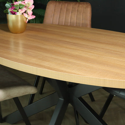 Eettafel ovaal melamine 160cm Tommy lichtbruin ovale tafel