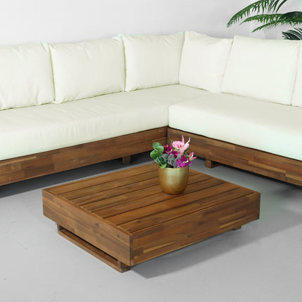 Loungeset Lahon met loungetafel acaciahout hoekloungeset loungebank