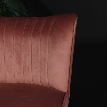 Fauteuil zitbank 1 persoons Rilaan velvet oud roze stoel