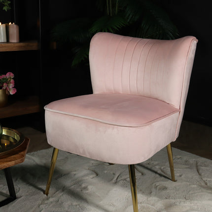 Fauteuil zitbank 1 persoons Rilaan velvet roze stoel