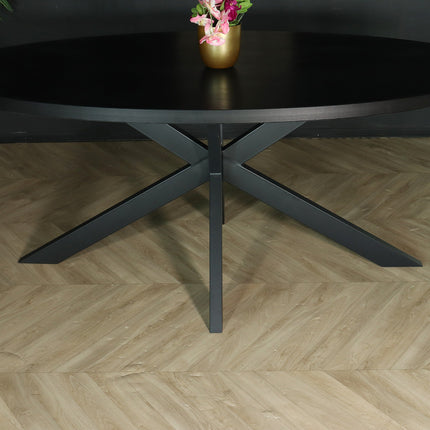 Eettafel ovaal melamine 180cm Tommy zwart ovale tafel