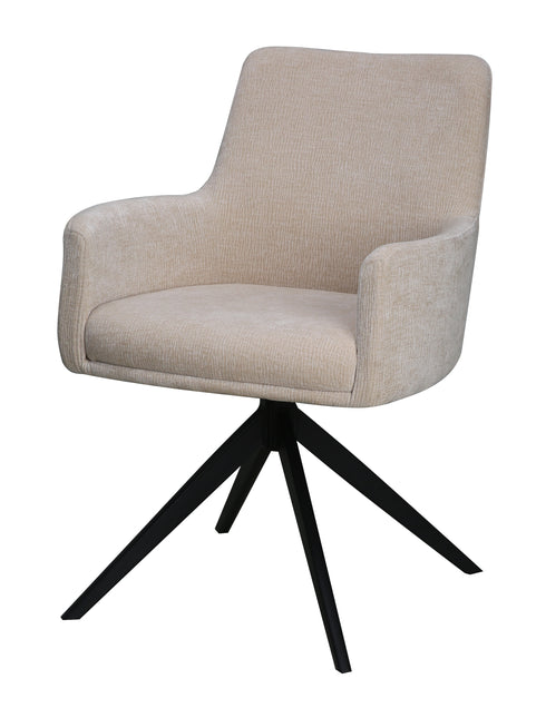 SET DEAL 6 stuks: Eetkamerstoel draaibaar beige chenille Nola