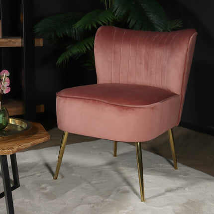 Fauteuil zitbank 1 persoons Rilaan velvet oud roze stoel