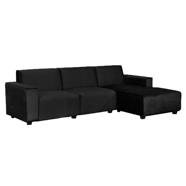 Hoekbank Riley zwart velvet 270cm rechts