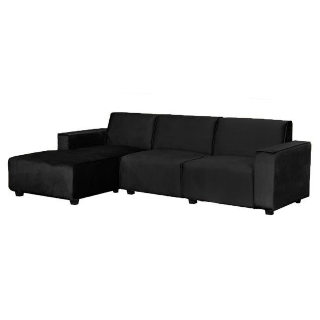 Hoekbank Riley zwart velvet 270cm links