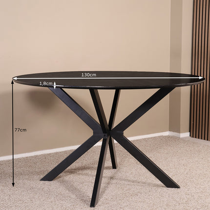 Eettafel Ronsi rond 130cm zwart MDF