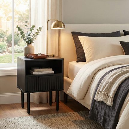 Nachtkastje zwart mangohout Avelyn