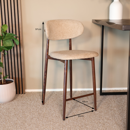 SET DEAL: 4 stuks Barkruk Japandi bruin Reika walnoot