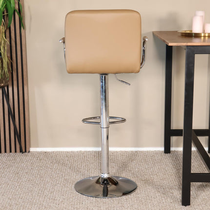 SET DEAL 4 stuks: Barkruk Anel met armleuning lichtbruin kunstleder