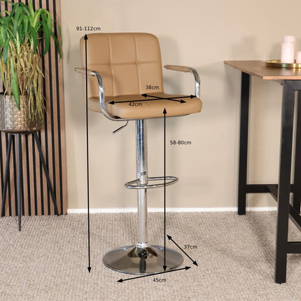 SET DEAL 4 stuks: Barkruk Anel met armleuning lichtbruin kunstleder