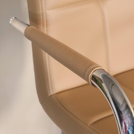 SET DEAL 4 stuks: Barkruk Anel met armleuning lichtbruin kunstleder