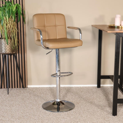 SET DEAL 4 stuks: Barkruk Anel met armleuning lichtbruin kunstleder