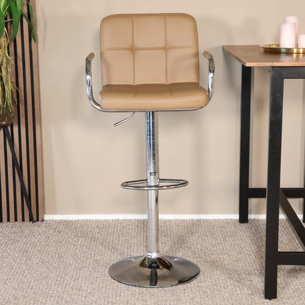 Barkruk Anel met armleuning lichtbruin kunstleder