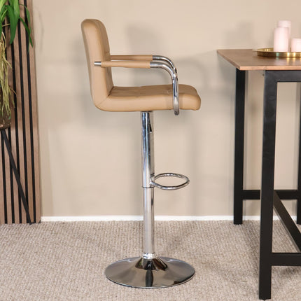 SET DEAL 4 stuks: Barkruk Anel met armleuning lichtbruin kunstleder