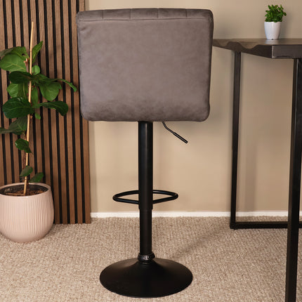 Barkruk antraciet microvezel Anel met zwart onderstel