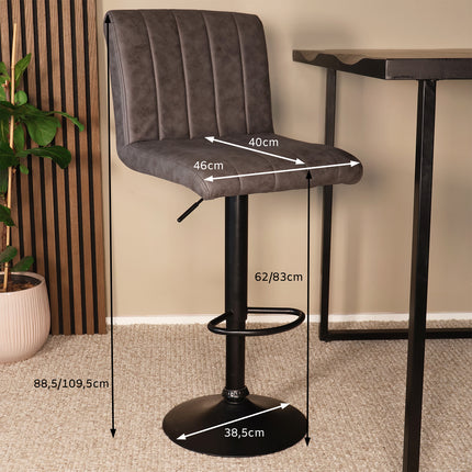 Barkruk antraciet microvezel Anel met zwart onderstel