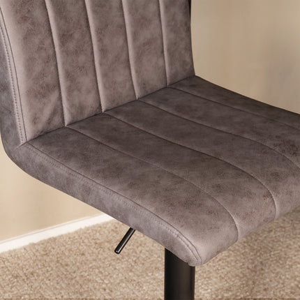 Barkruk antraciet microvezel Anel met zwart onderstel