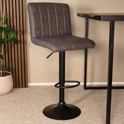 Barkruk antraciet microvezel Anel met zwart onderstel