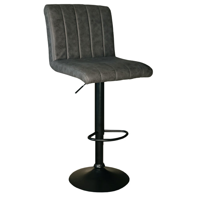 Barkruk antraciet microvezel Anel met zwart onderstel