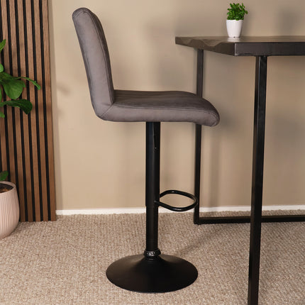 Barkruk antraciet microvezel Anel met zwart onderstel