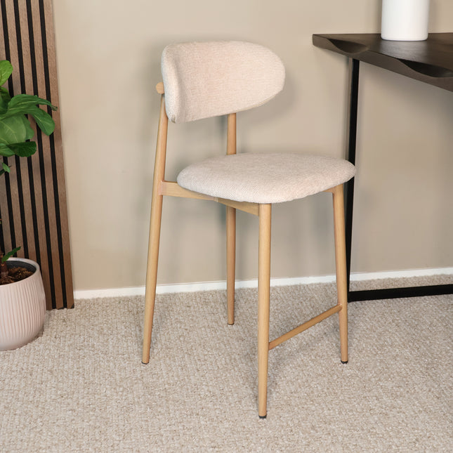 SET DEAL: 2 stuks Barkruk Japandi beige Reika lichtbruin