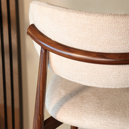 Barkruk Japandi beige Reika walnoot