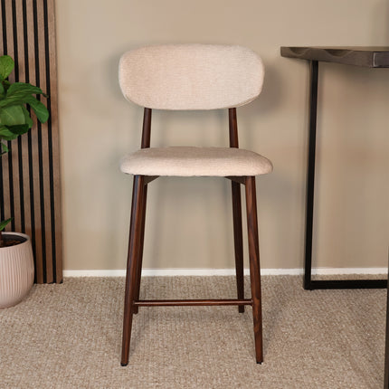 Barkruk Japandi beige Reika walnoot