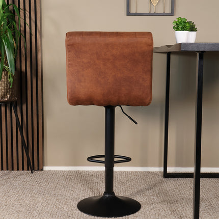 Barkruk cognac microvezel Anel met zwart onderstel