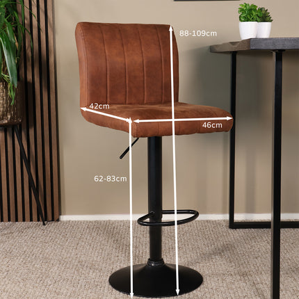 SET DEAL 2 stuks: Barkruk Anel cognac microvezel met zwart onderstel