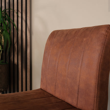 Barkruk cognac microvezel Anel met zwart onderstel