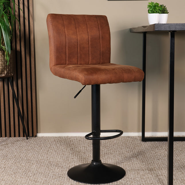 SET DEAL 4 stuks: Barkruk Anel cognac microvezel met zwart onderstel