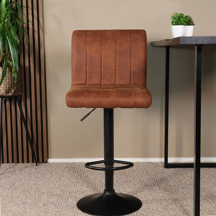 SET DEAL 2 stuks: Barkruk Anel cognac microvezel met zwart onderstel