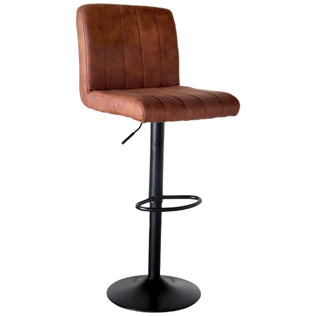 Barkruk Anel cognac microvezel met zwart onderstel