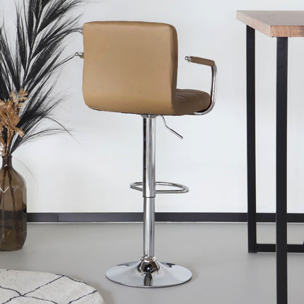 SET DEAL 2 stuks: Barkruk Anel met armleuning lichtbruin kunstleder