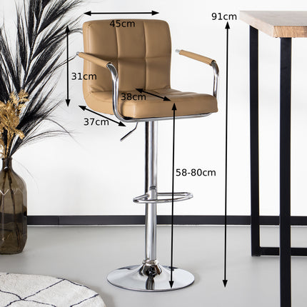 SET DEAL 2 stuks: Barkruk Anel met armleuning lichtbruin kunstleder