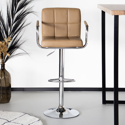 SET DEAL 2 stuks: Barkruk Anel met armleuning lichtbruin kunstleder