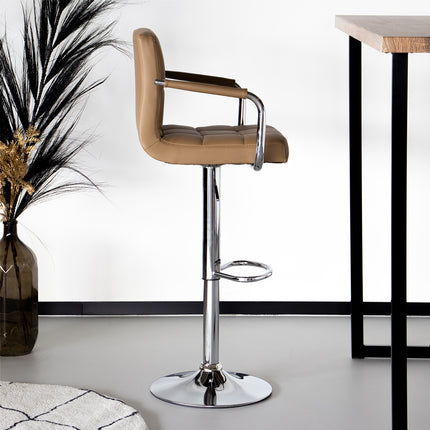 SET DEAL 2 stuks: Barkruk Anel met armleuning lichtbruin kunstleder
