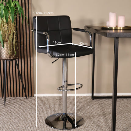 Barkruk Anel met armleuning zwart kunstleder