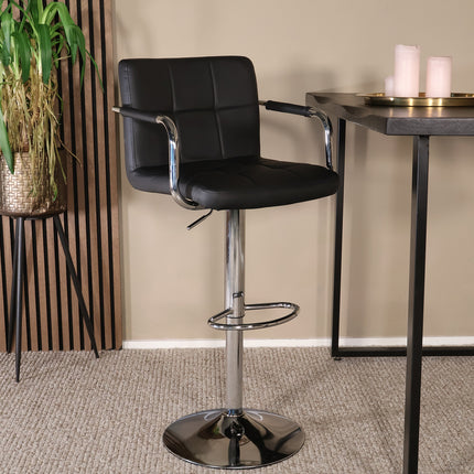 Barkruk Anel met armleuning zwart kunstleder