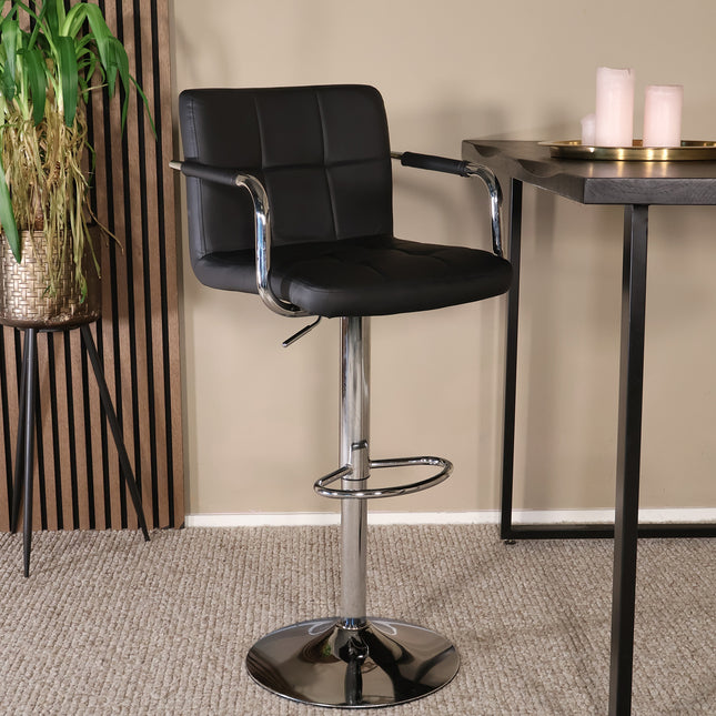 Barkruk Anel met armleuning zwart kunstleder