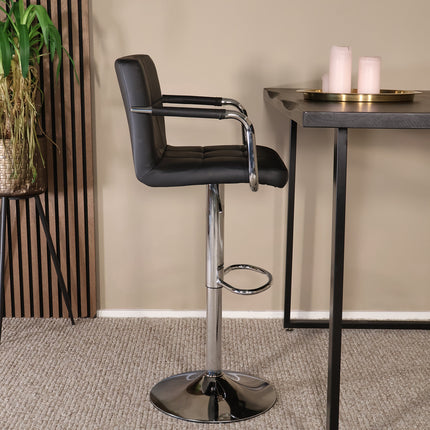 Barkruk Anel met armleuning zwart kunstleder