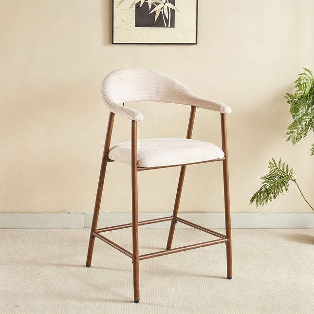 SET DEAL 2 stuks: Barkruk Japandi beige Mika walnoot