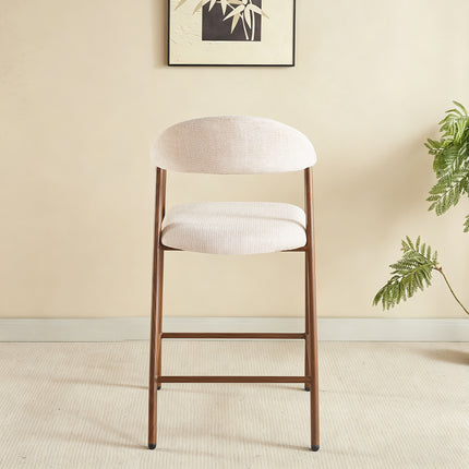 Barkruk Japandi beige Mika walnoot