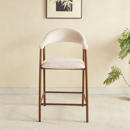 Barkruk Japandi beige Mika walnoot