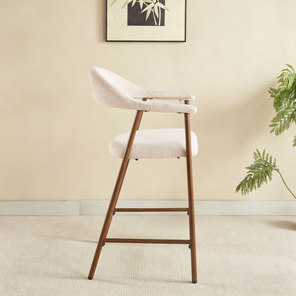 Barkruk Japandi beige Mika walnoot