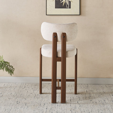 SET DEAL 4 stuks: Barkruk Japandi beige Naomi walnoot