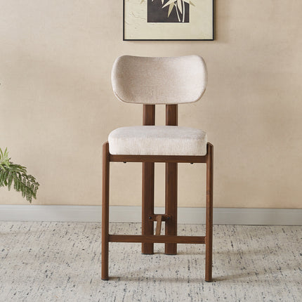 SET DEAL 2 stuks: Barkruk Japandi beige Naomi walnoot